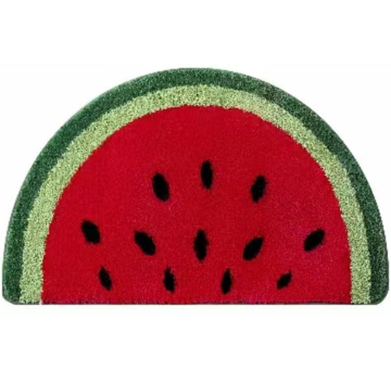 Fruit-Shaped Plush Rug — Banana, Cherry, Eggplant & Watermelon Carpet