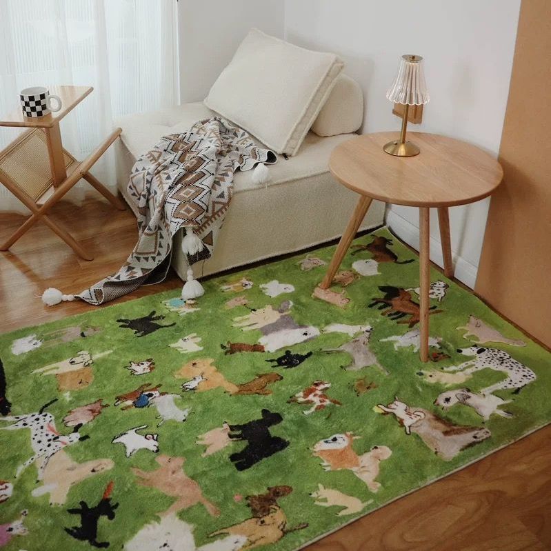 Dog Park Plush Doormat — Cute Animal Imitation Cashmere Rug