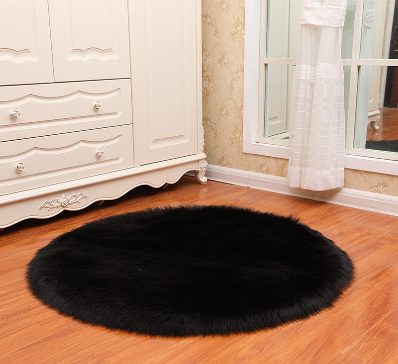 Round Faux Sheepskin Rug — Ultra Soft Shaggy Plush Floor Mat