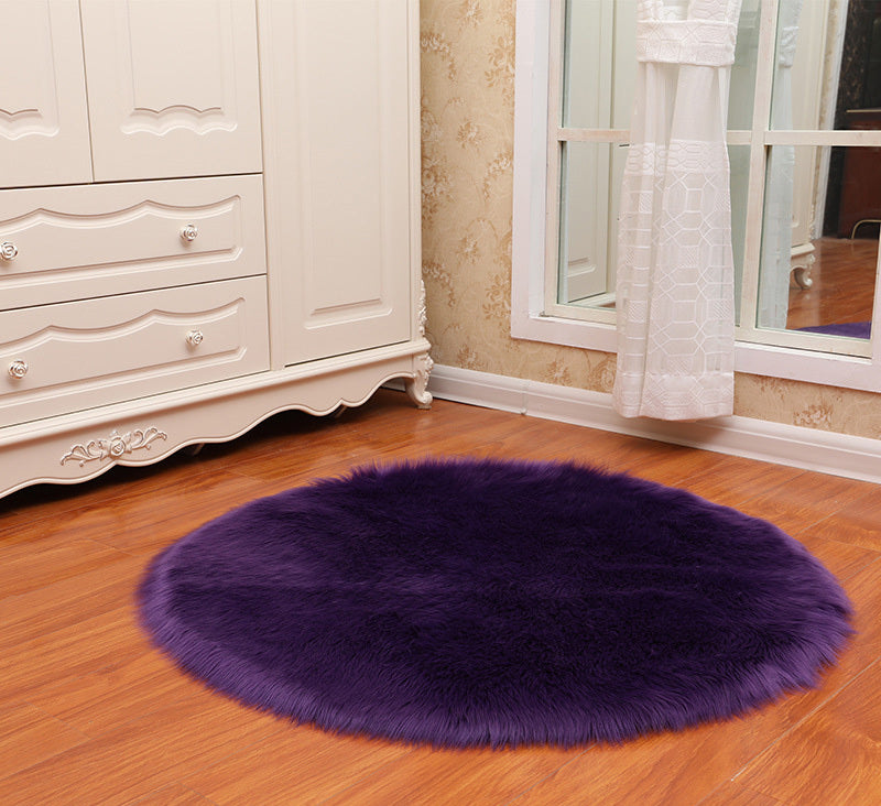 Round Faux Sheepskin Rug — Ultra Soft Shaggy Plush Floor Mat