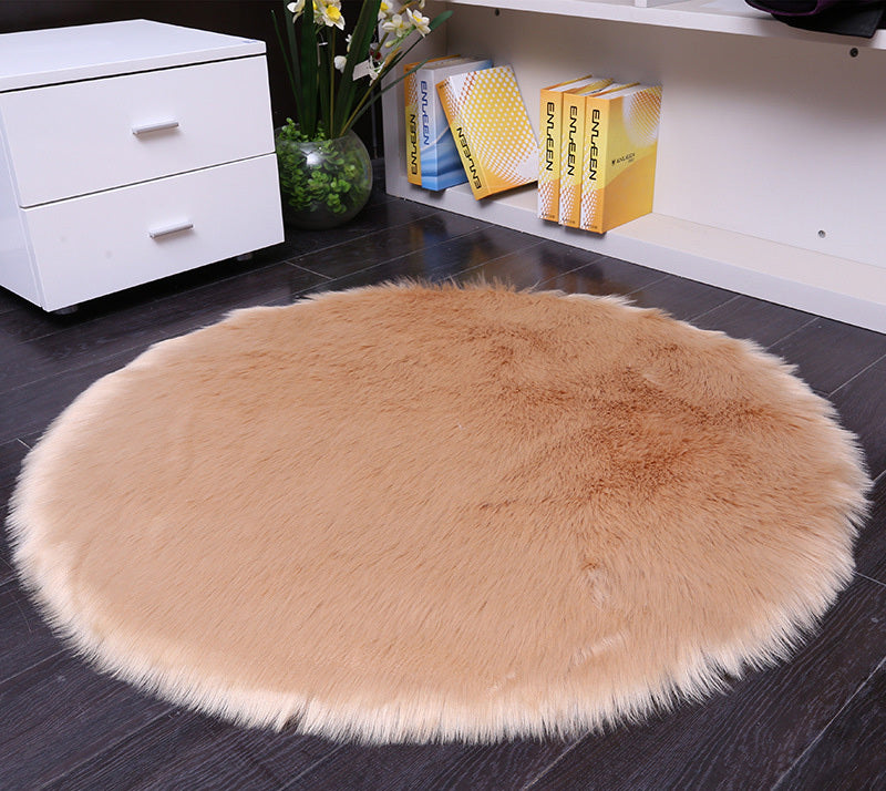 Round Faux Sheepskin Rug — Ultra Soft Shaggy Plush Floor Mat