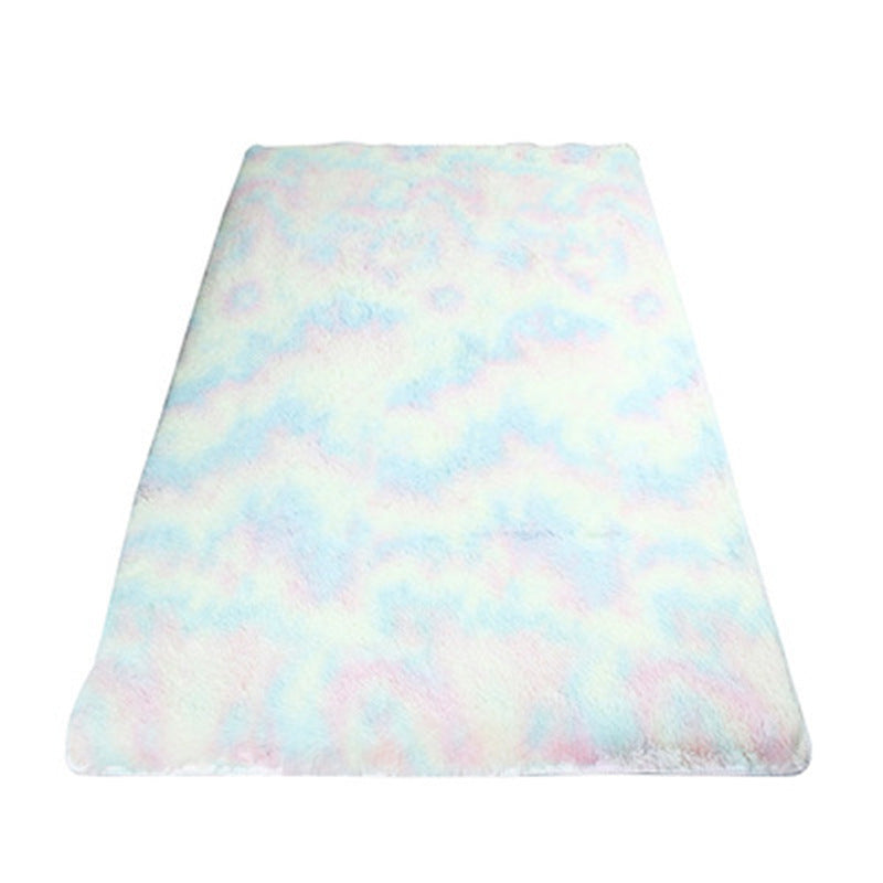 Pastel Tie-Dye Fluffy Rug — Soft Long-Hair Bedroom & Living Room Carpet
