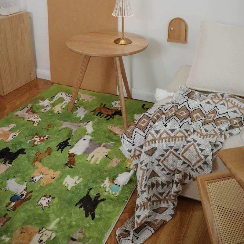 Dog Park Plush Doormat — Cute Animal Imitation Cashmere Rug