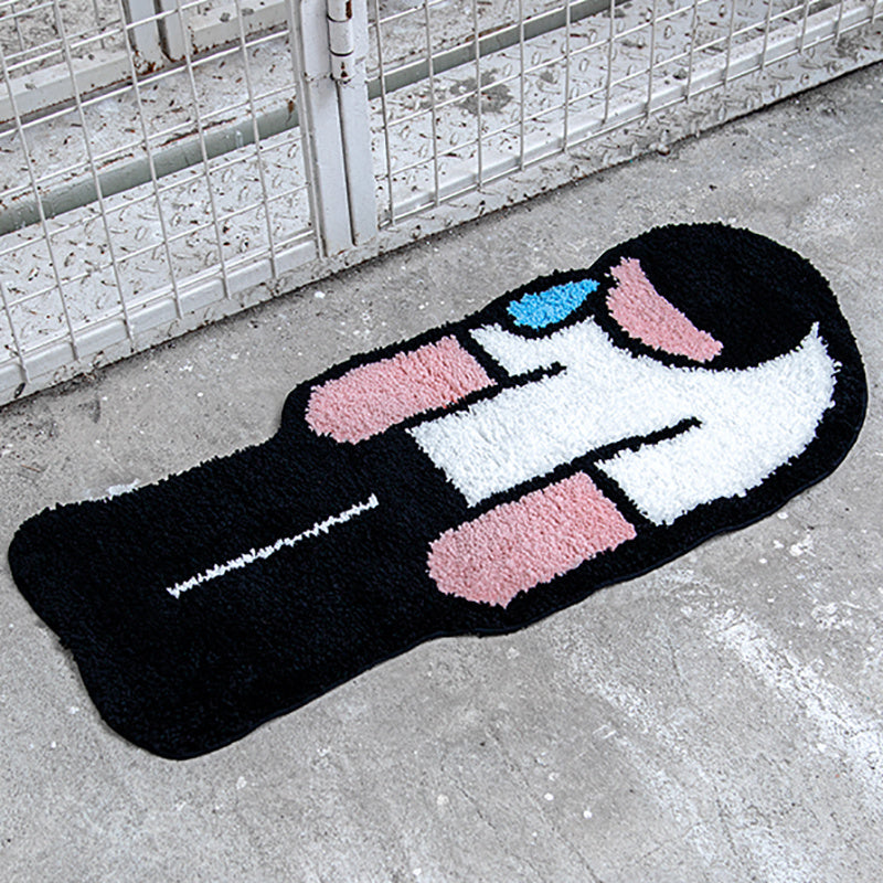Tearful Character Art Rug — Minimalist Cartoon