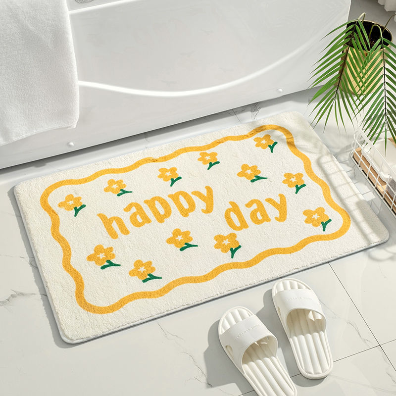 Cute Soft Doormat — Sweet Strawberry & Happy Day Floral Rug
