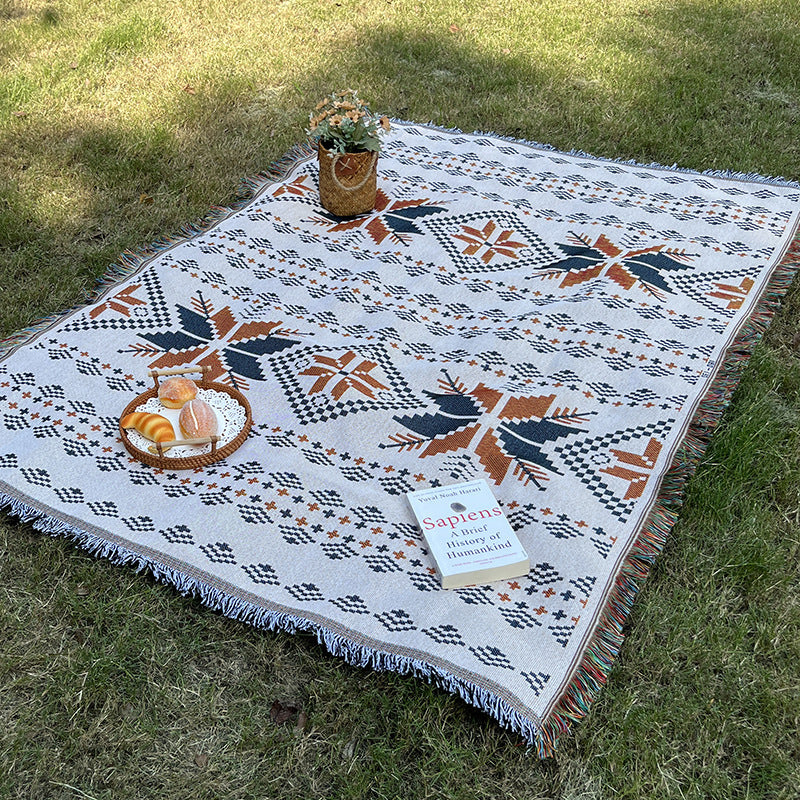 Boho Outdoor & Indoor Rug — Soft Woven Picnic Blanket