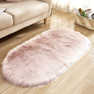 Oval Wool-Like Nordic Rug – Ultra-Soft Faux Fur Comfort