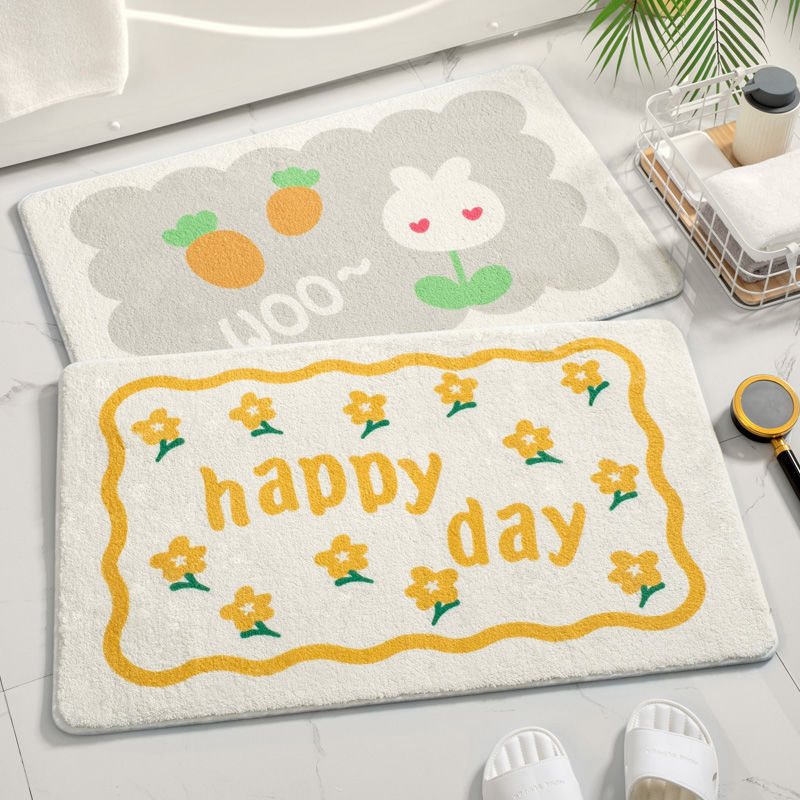 Cute Soft Doormat — Sweet Strawberry & Happy Day Floral Rug