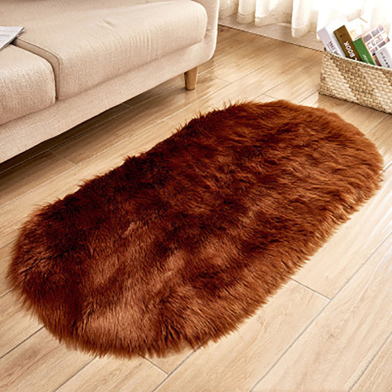 Oval Wool-Like Nordic Rug – Ultra-Soft Faux Fur Comfort