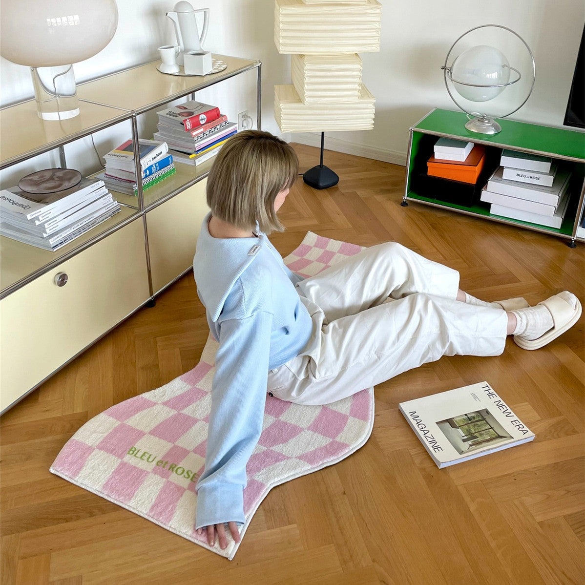 Curvy Checkerboard Plush Rug — Aesthetic Bedroom Carpet