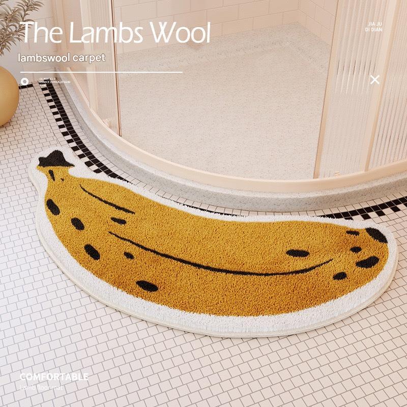 Fruit-Shaped Plush Rug — Banana, Cherry, Eggplant & Watermelon Carpet