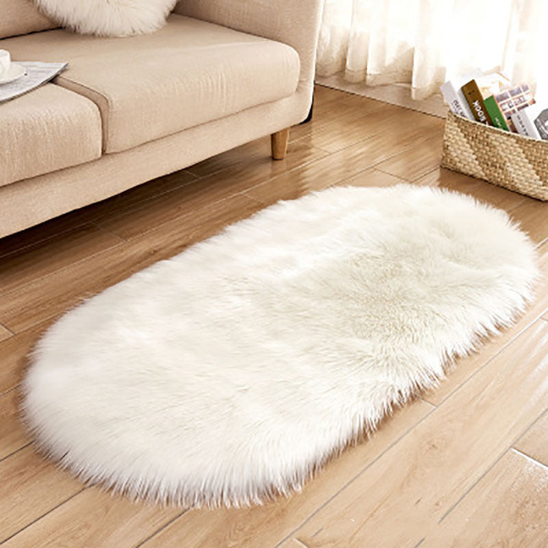 Oval Wool-Like Nordic Rug – Ultra-Soft Faux Fur Comfort