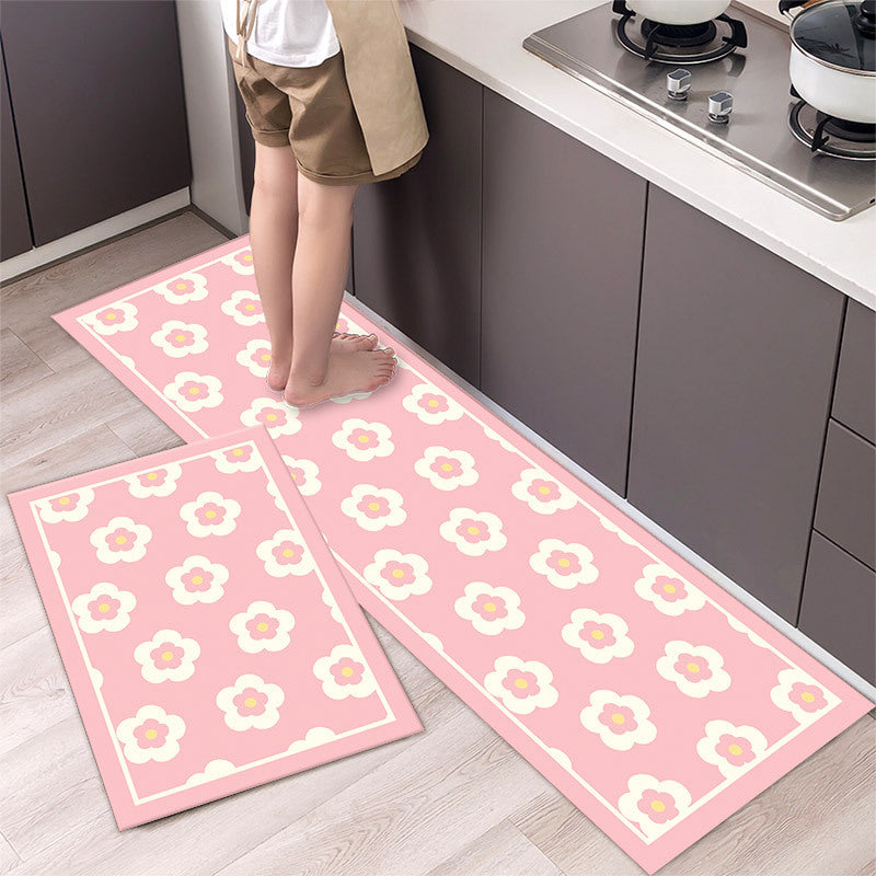 Daisy Floral Kitchen Mat — Non-Slip Washable Floor Mat