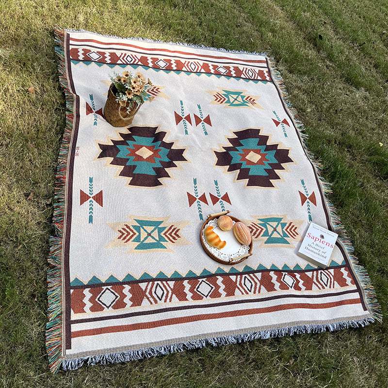 Boho Outdoor & Indoor Rug — Soft Woven Picnic Blanket