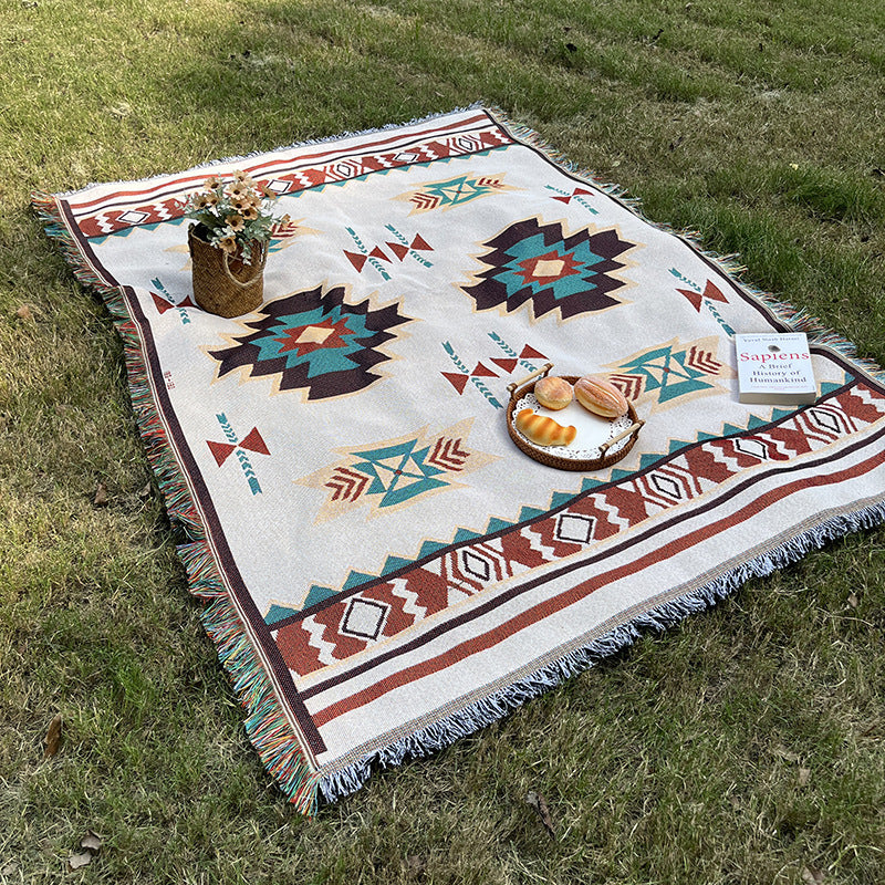 Boho Outdoor & Indoor Rug — Soft Woven Picnic Blanket