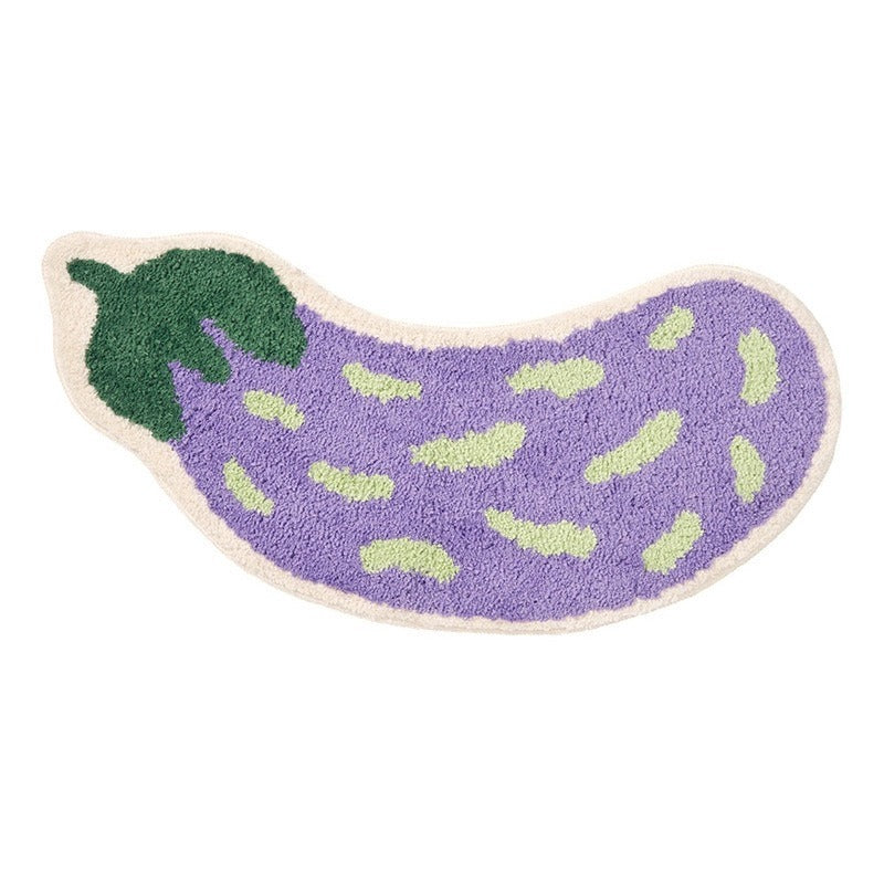 Fruit-Shaped Plush Rug — Banana, Cherry, Eggplant & Watermelon Carpet