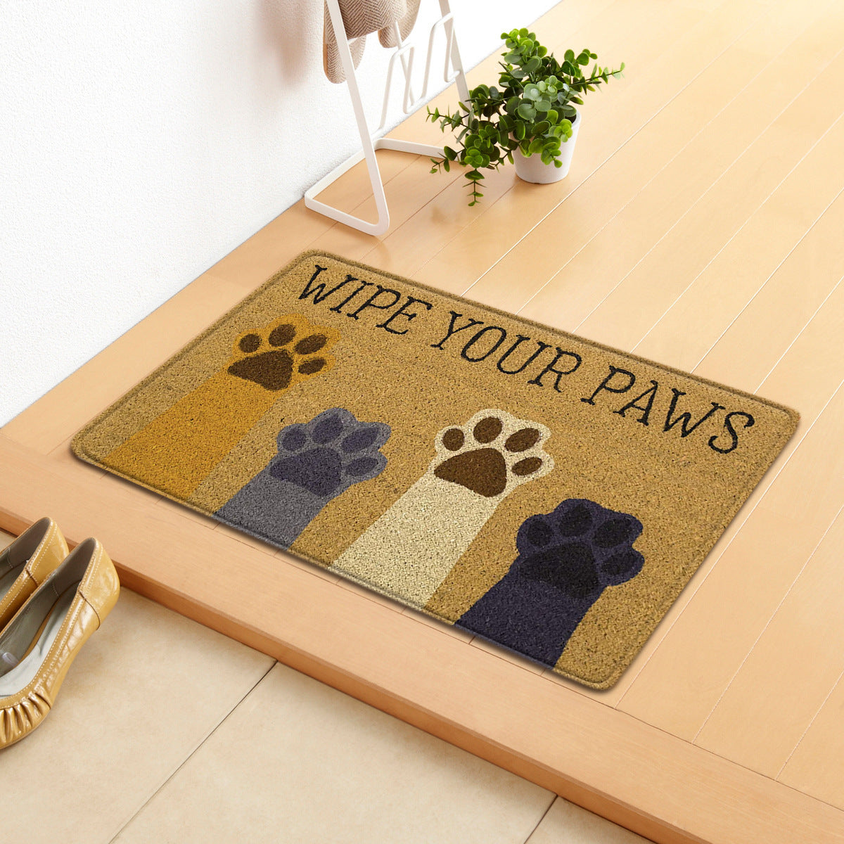 Cute Paw Print Doormat — Machine-Washable Entry Rug
