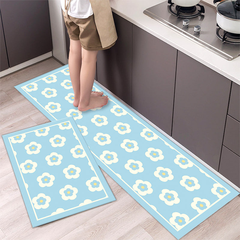 Daisy Floral Kitchen Mat — Non-Slip Washable Floor Mat