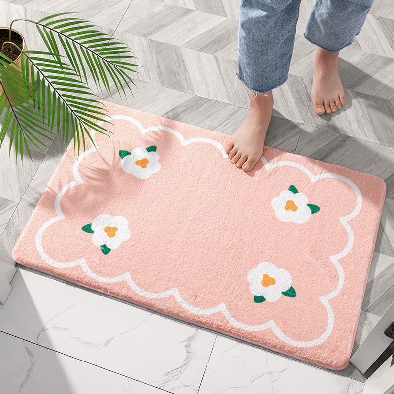 Cute Soft Doormat — Sweet Strawberry & Happy Day Floral Rug