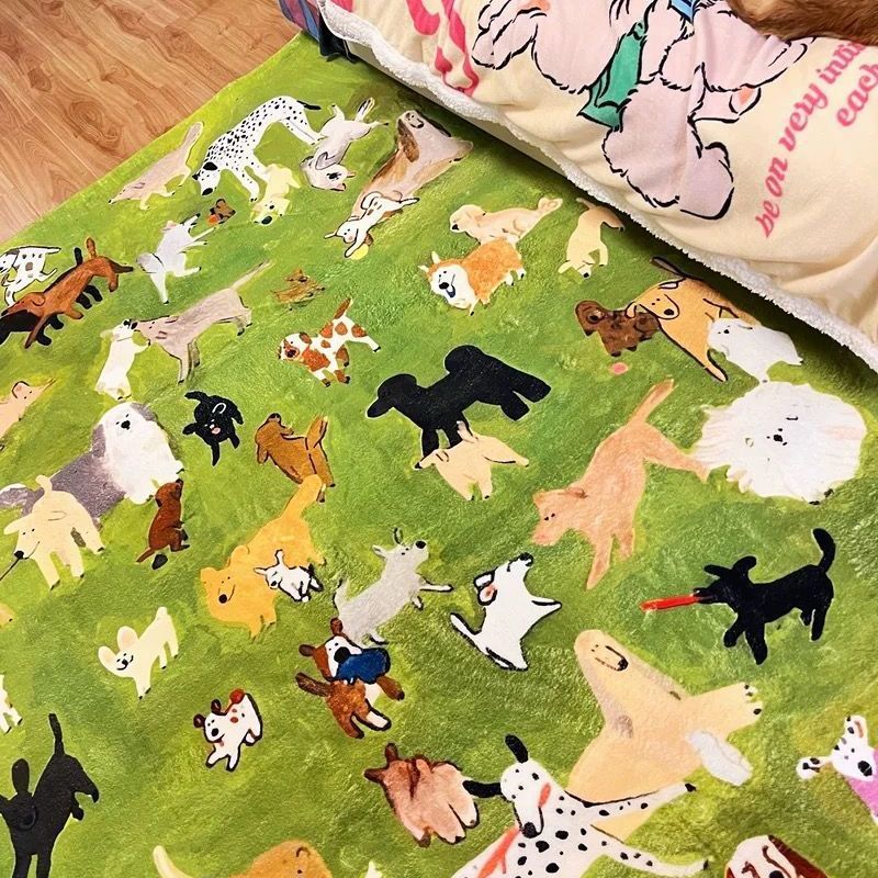 Dog Park Plush Doormat — Cute Animal Imitation Cashmere Rug