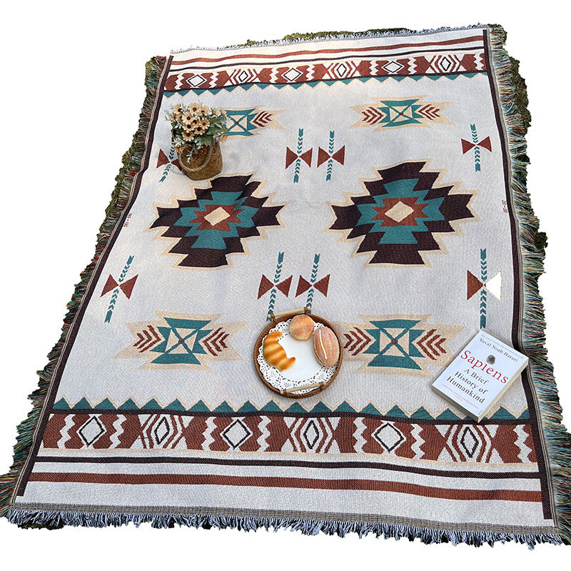 Boho Outdoor & Indoor Rug — Soft Woven Picnic Blanket