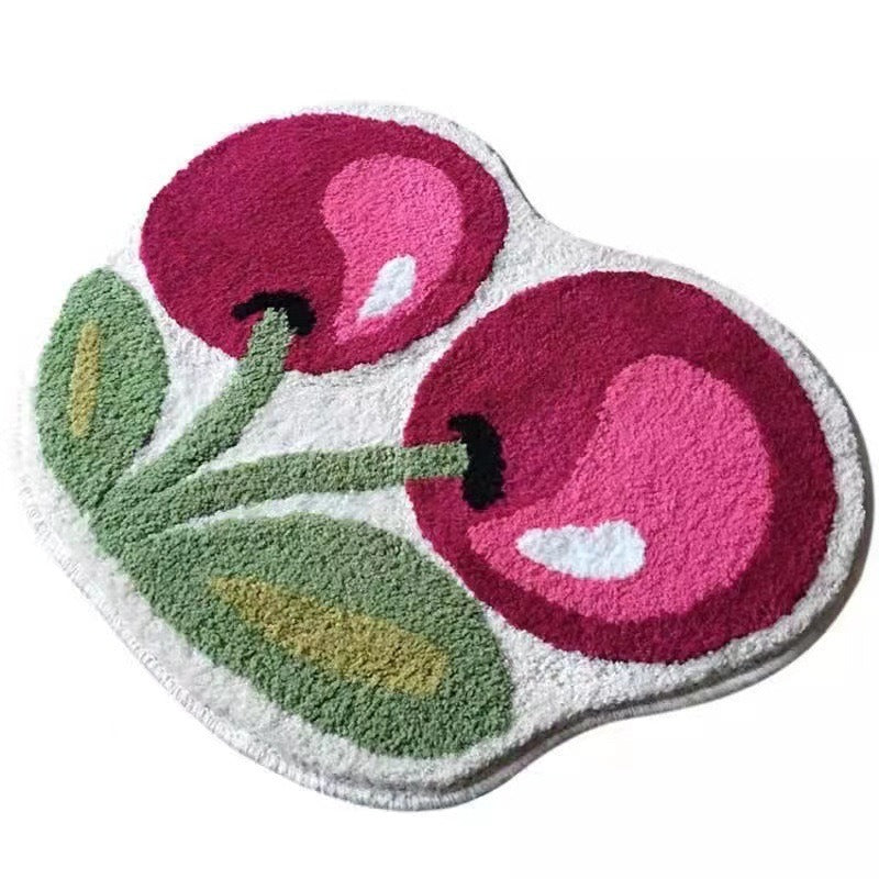 Fruit-Shaped Plush Rug — Banana, Cherry, Eggplant & Watermelon Carpet