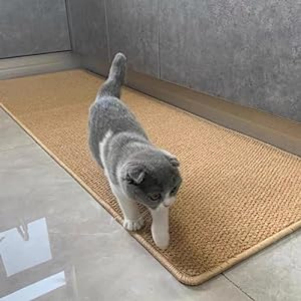 Close-up of rug thickness showing soft absorbent texture on beige floor mat