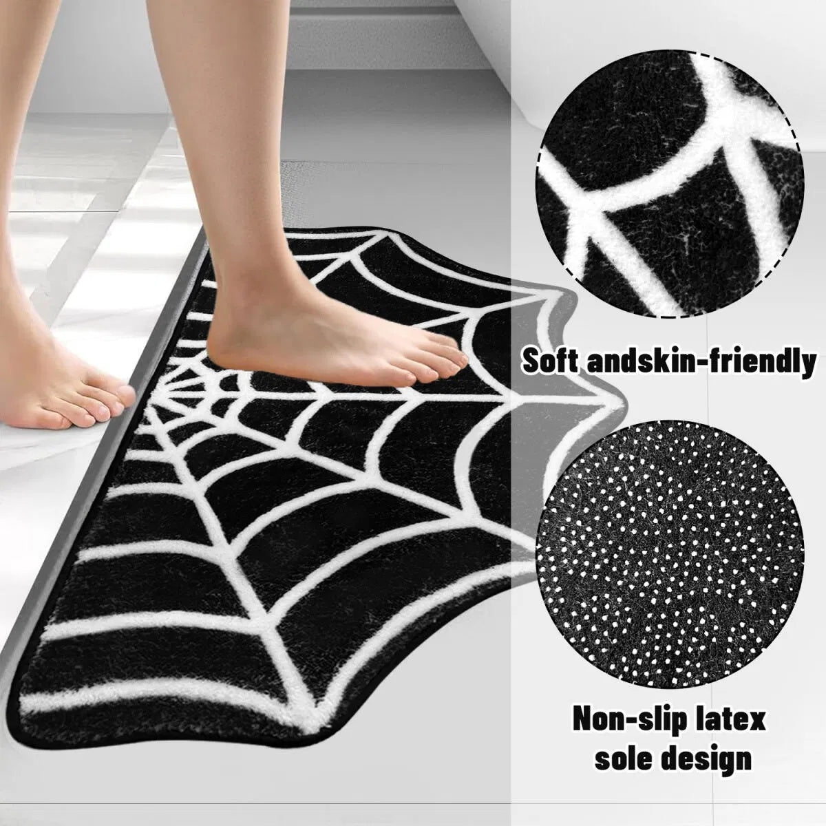  Edge detail of spider web shaped bath rug showing soft fibers